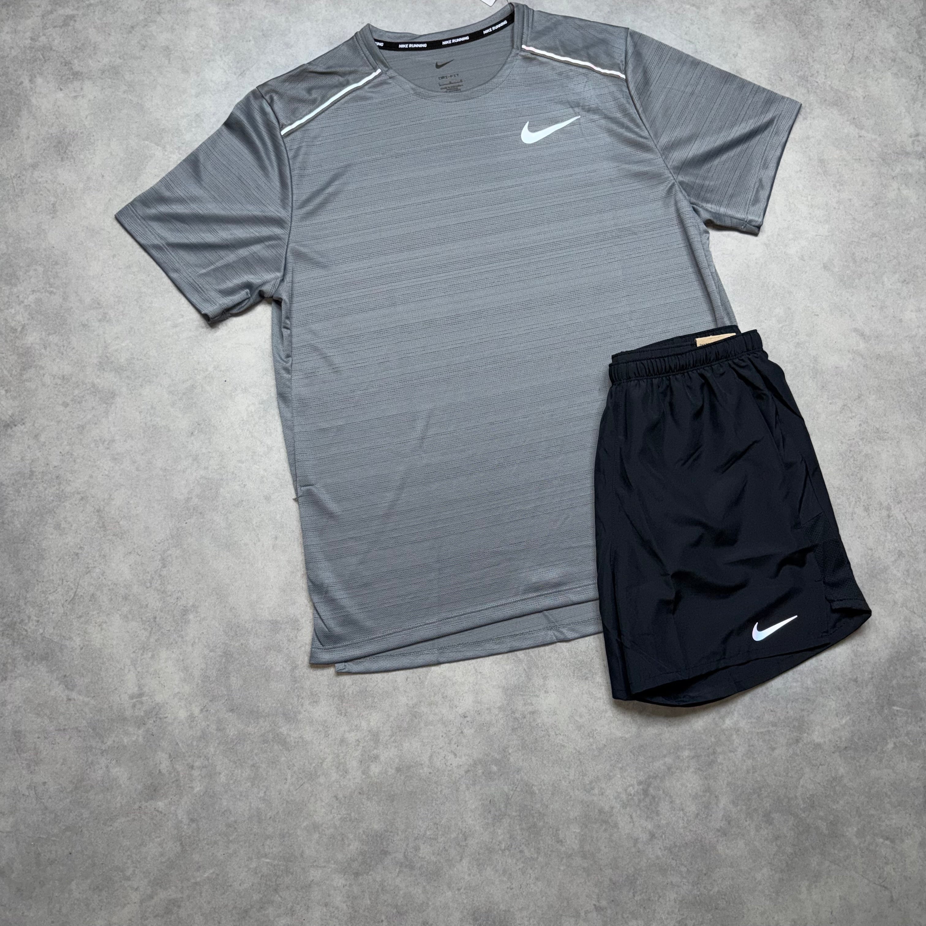 NIKE MILER 1.0 SHORT SET ‘GREY, BLACK’