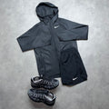 NIKE ESSENTIAL RUNNING JACKET SHORT SET 'BLACK'