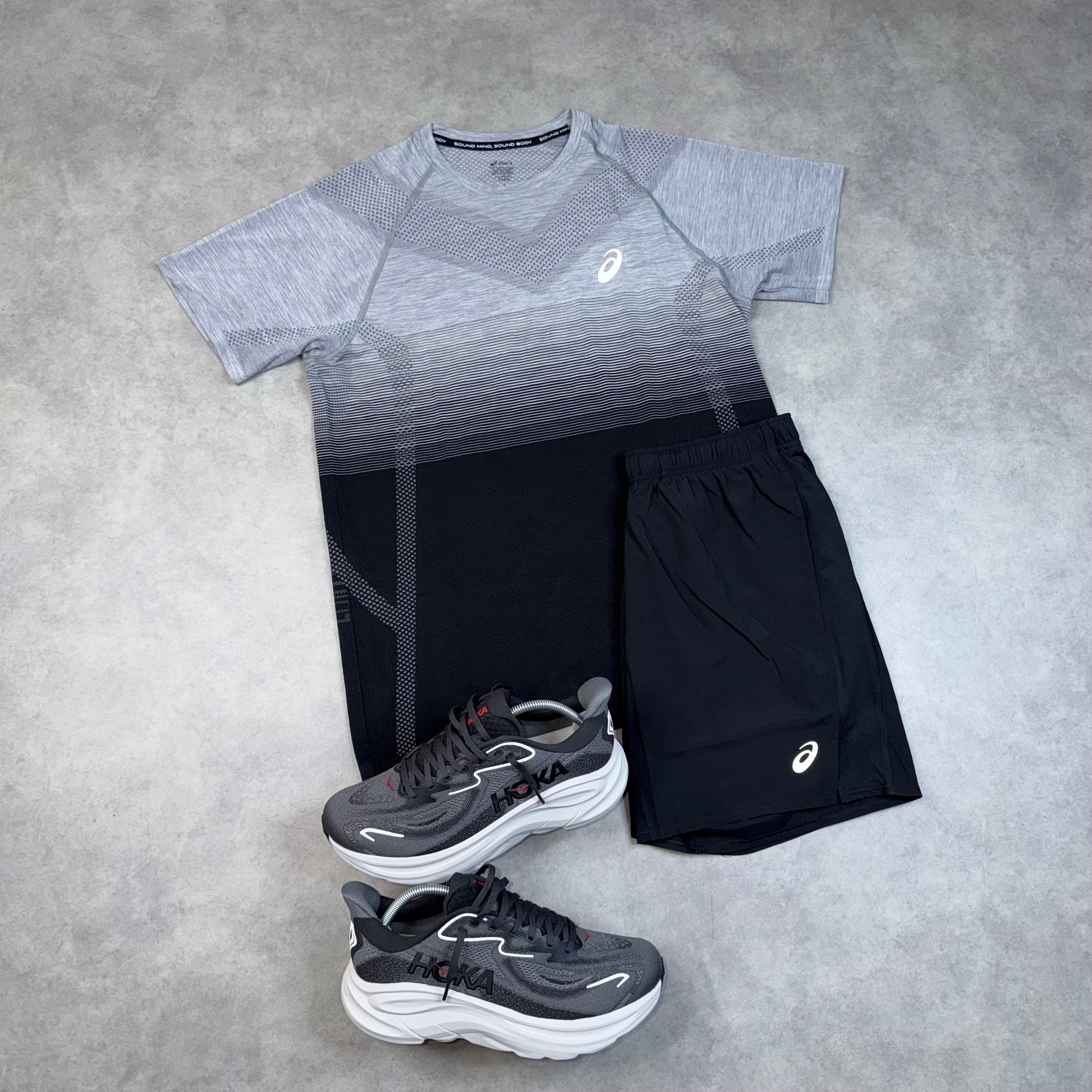 ASICS SEAMLESS SHORT SET 'BLACK GREY'