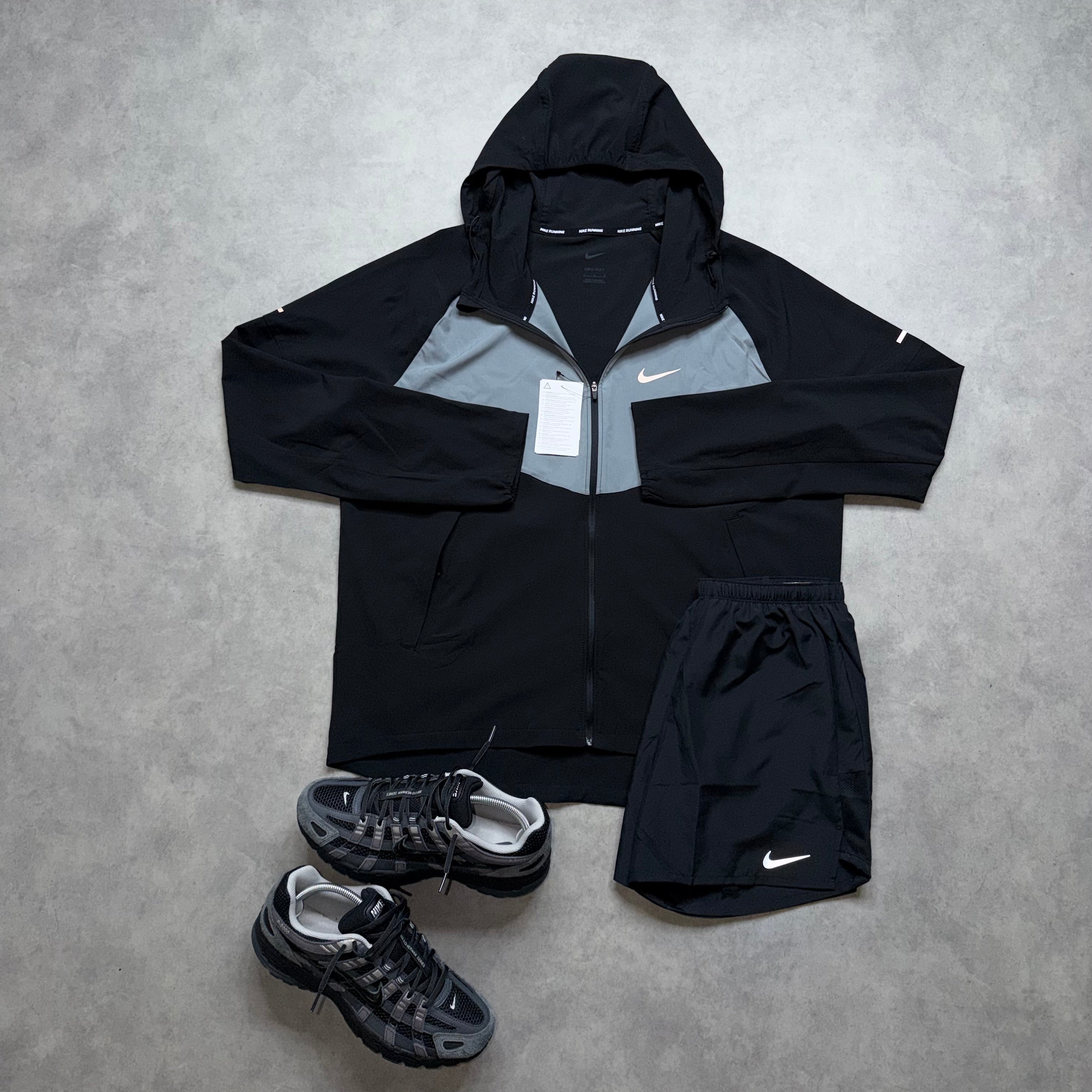 NIKE MILER 2.0 JACKET SHORT SET 'BLACK,GREY'