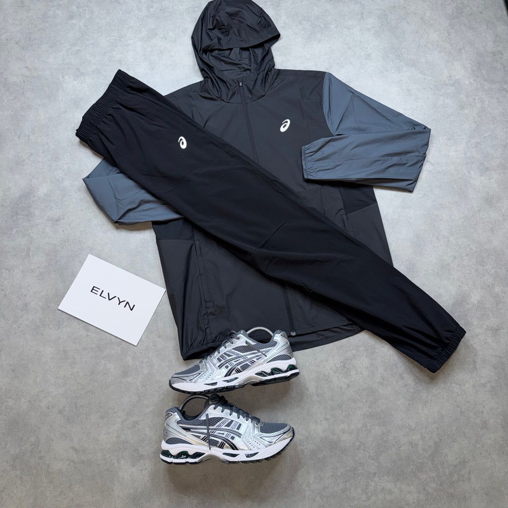 ASICS CORE TWO TONE TRACKSUIT 'BLACK GREY'