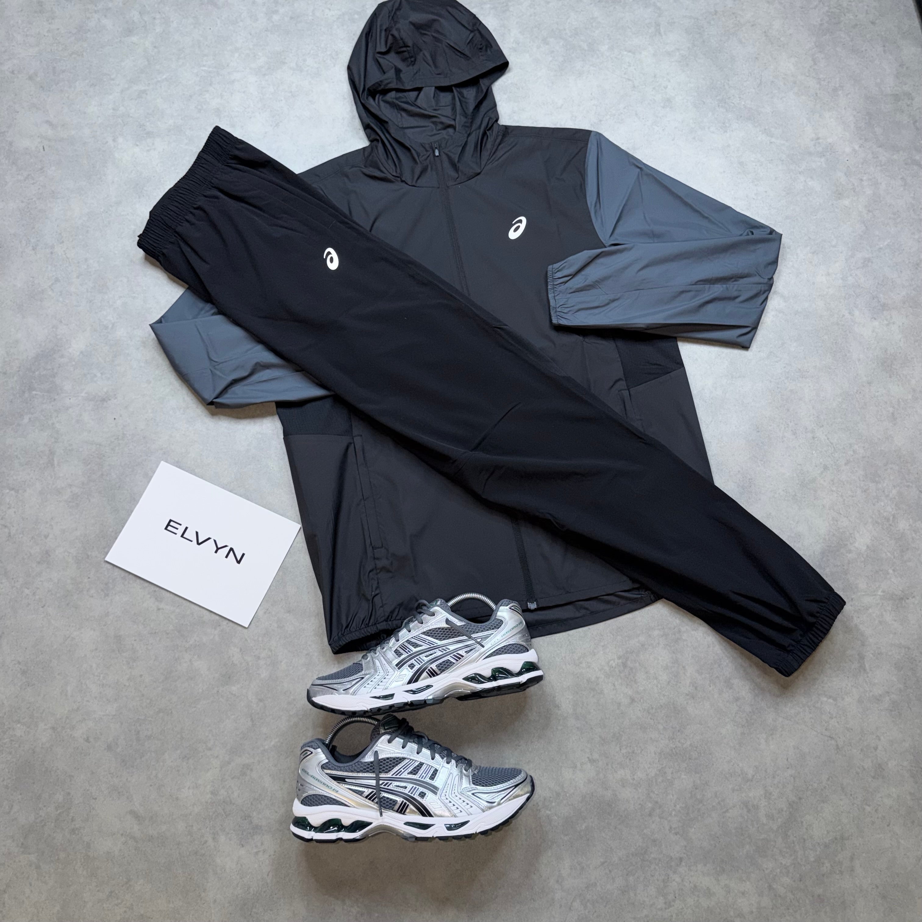 ASICS CORE TWO TONE TRACKSUIT 'BLACK GREY'