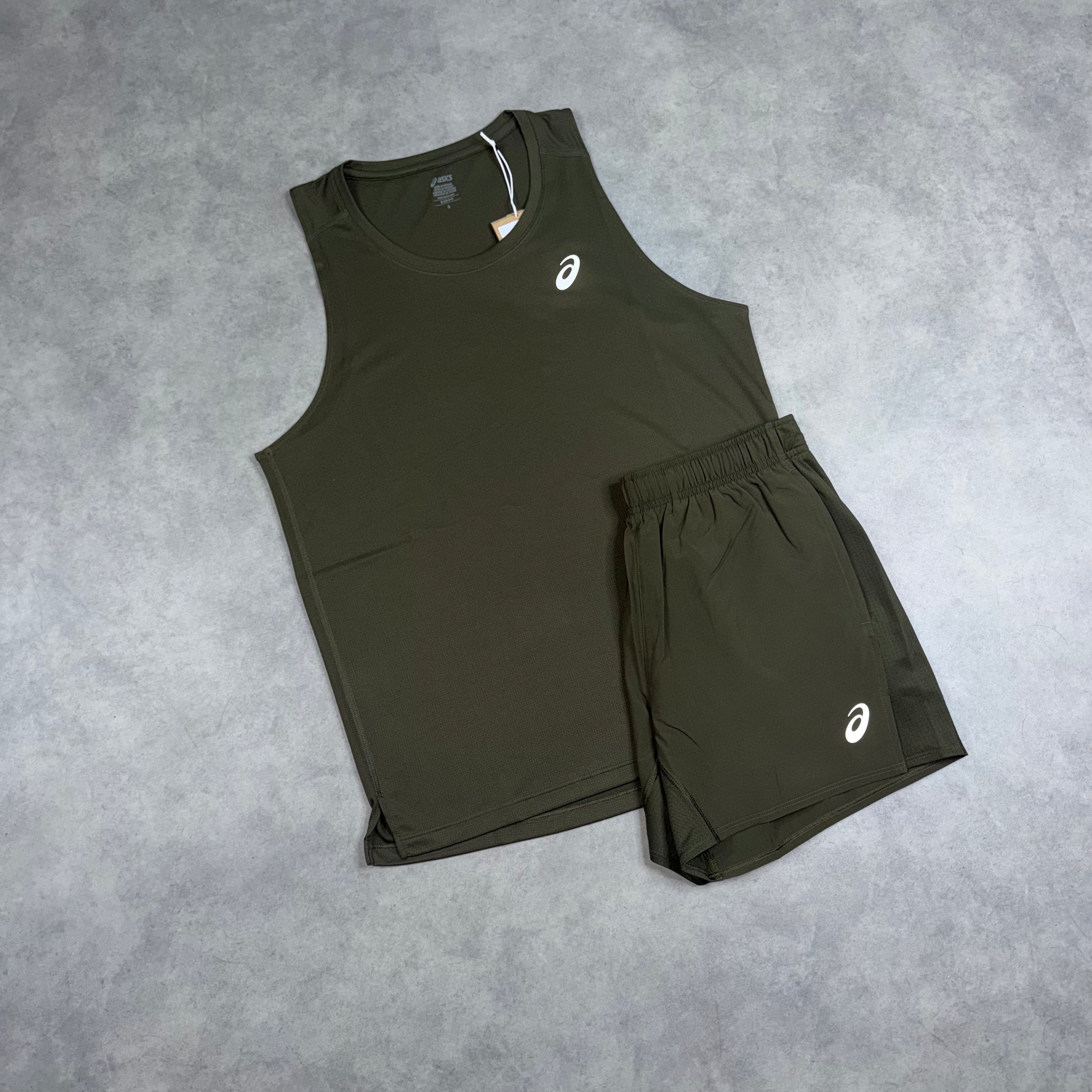 ASICS CORE MEN'S VEST SHORT SET 'BROWN STONE'