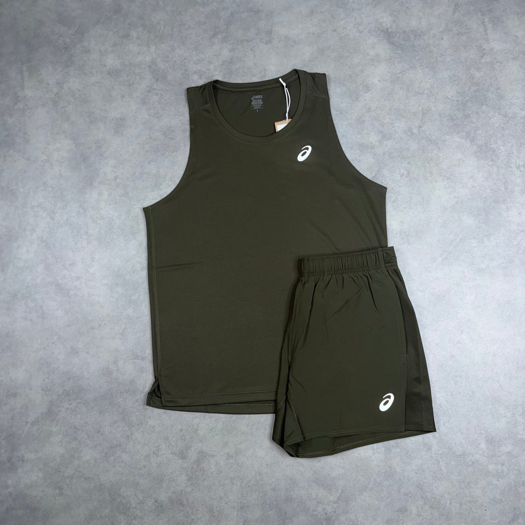 ASICS CORE MEN'S VEST SHORT SET 'BROWN STONE'