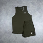 ASICS CORE MEN'S VEST SHORT SET 'BROWN STONE'