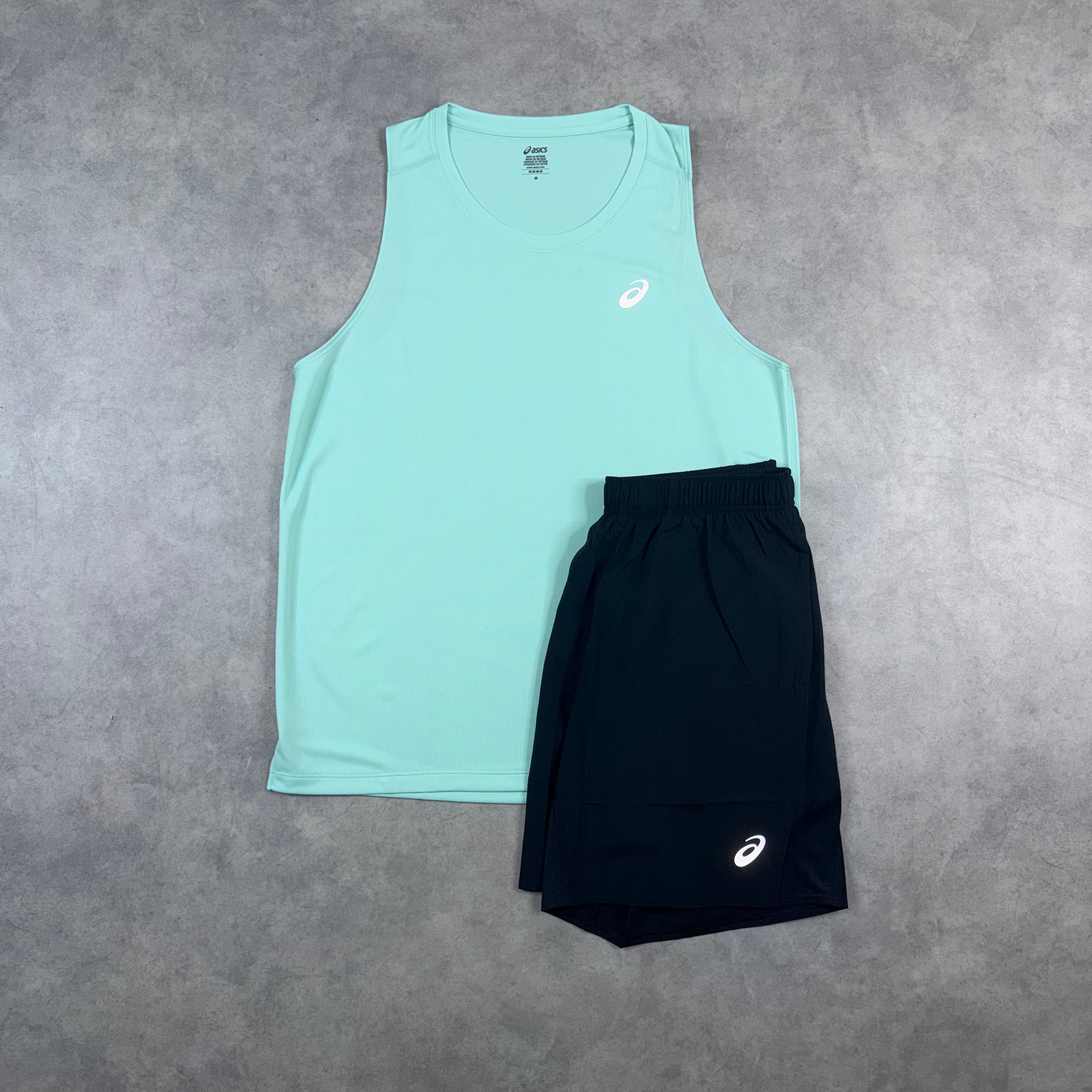 ASICS CORE MEN'S VEST SHORT SET 'OASIS GREEN'