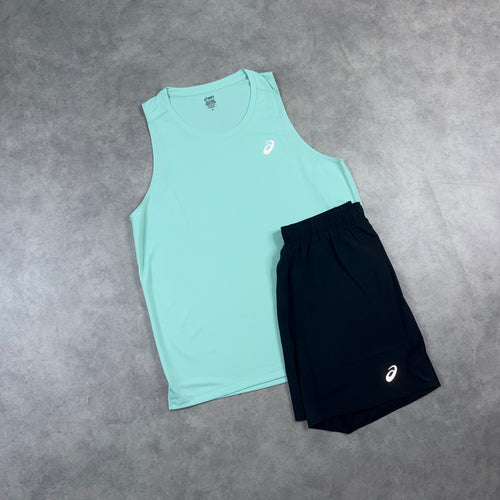 ASICS CORE MEN'S VEST SHORT SET 'OASIS GREEN'