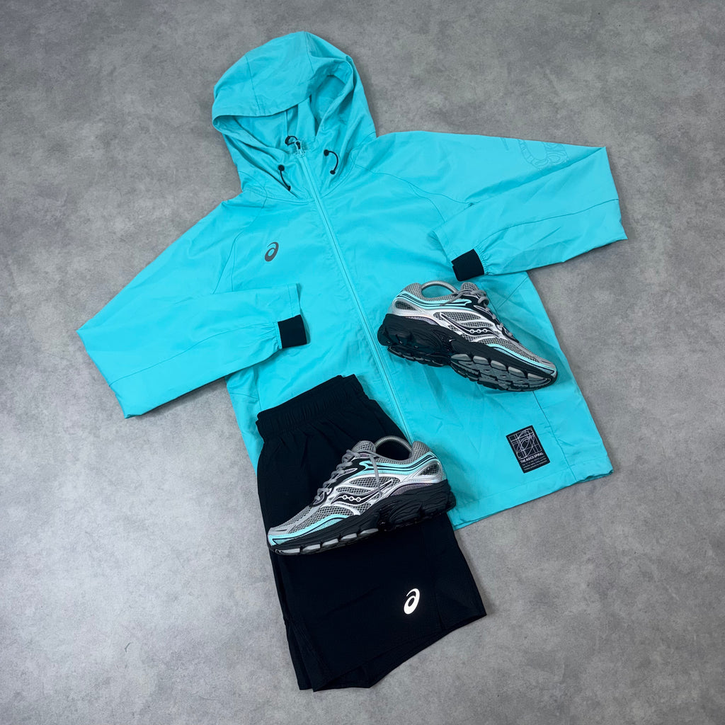 ASICS SPIRAL WINDRUNNER SHORT SET 'AQUA'