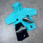 ASICS SPIRAL WINDRUNNER SHORT SET 'AQUA'