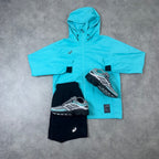 ASICS SPIRAL WINDRUNNER SHORT SET 'AQUA'